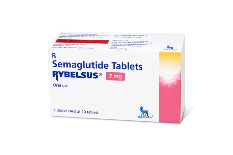 Rybelsus 7mg Tablet consists of semaglutide - An oral GLP-1 receptor agonist made by Novo Nordisk