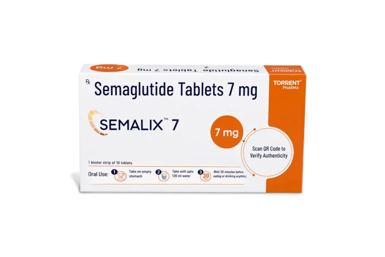 Semalix 7mg Tablet holds semaglutide, an oral form of GLP-1 receptor agonist